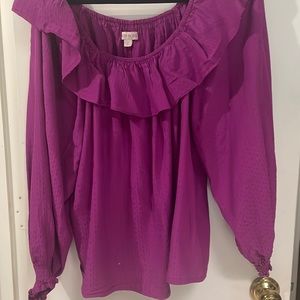 Knox Rose Women's Balloon Long Sleeve Ruffle Top - XL